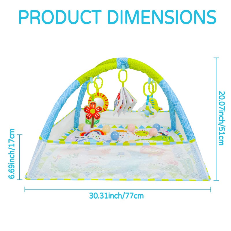 Dr.Rapeti Baby Play Gym Mat with Ball Pit Activity Gym Center Tummy Time Mat Thickened Mat Sensory Exploration Motor Skill Development for Newborn Infant Baby Toddlers - Image 3